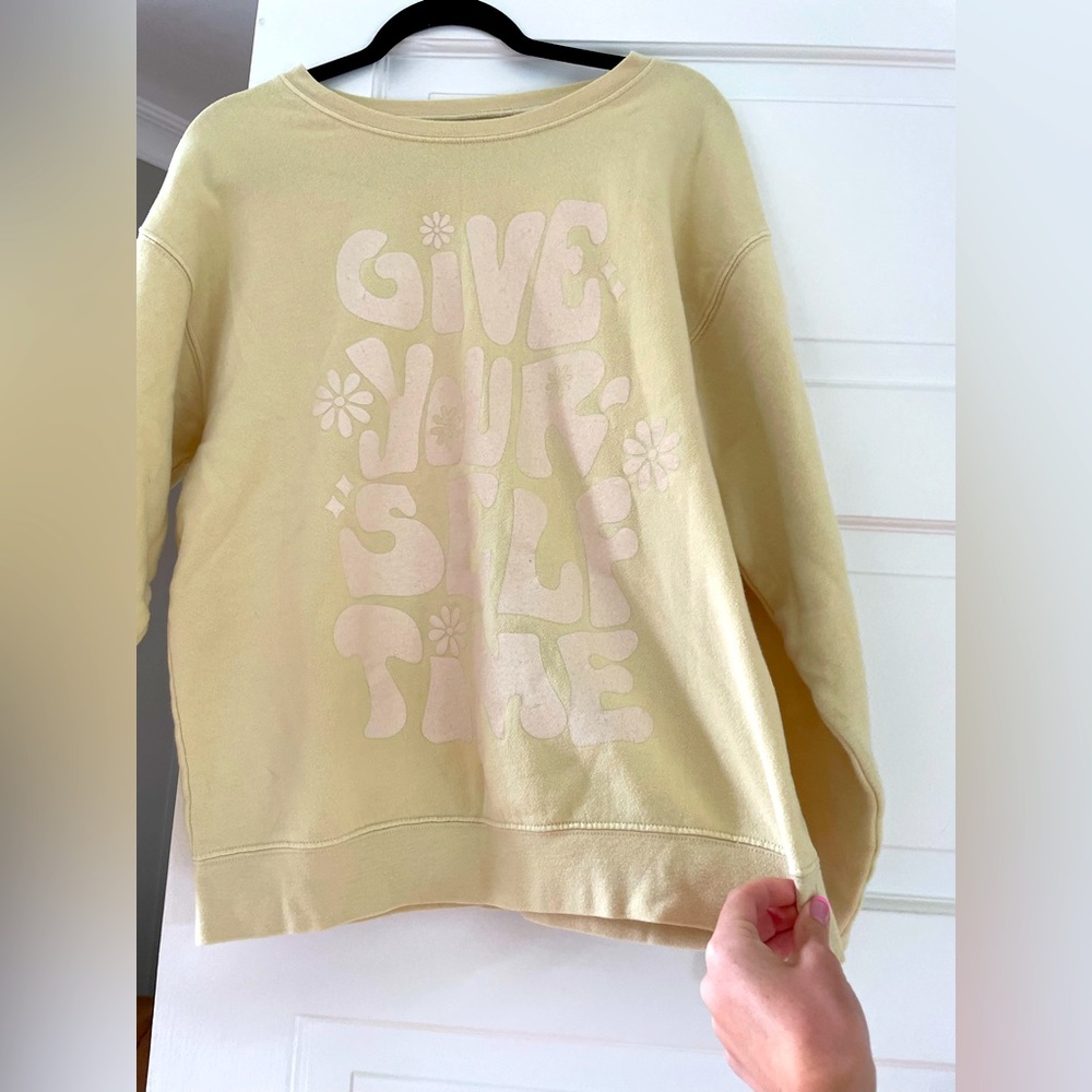 yellow | soft | give yourself time crewneck from pacsun